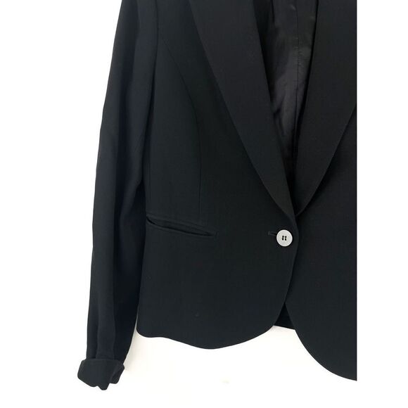 Lafayette 148 NY Single Button Cropped Black Blazer Size 6 - Picture 5 of 9